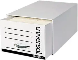 Universal 9523501 Heavy-Duty Storage Drawers, Legal Files, 17.25" x 25.5" x 11.5", White, 6/Carton