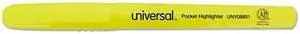 Universal UNV08851 Pocket Highlighters, Chisel Tip, Fluorescent Yellow