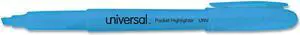 Universal UNV08854 Pocket Highlighters, Chisel Tip, Fluorescent Blue