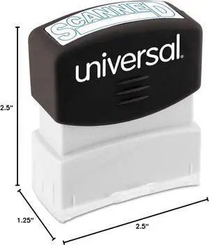 Universal UNV10157 Message Stamp, SCANNED, Pre-Inked One-Color, Blue