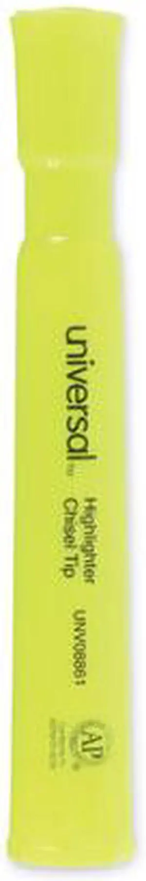 Universal UNV08861 Desk Highlighter, Fluorescent Yellow