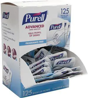 Purell 9630-12-125NS-CT Advanced Hand Sanitizer Single Use, 1.2 mL, Packet, Clear, 125 / Box, 12 Box / CT