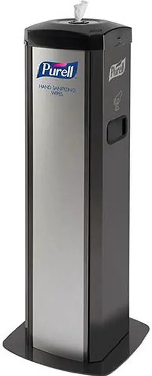 Purell 911401SLVHSW DS360 Hand Sanitizing Wipes Station - Steel - Black - Durable - 1 / Carton