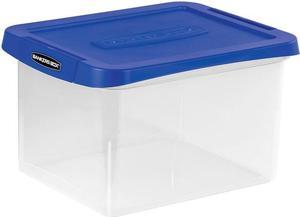 Bankers Box 0086201 Heavy Duty Plastic File Storage, Letter / Legal Files, 14" x 17.38" x 10.5", Clear / Blue