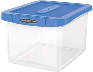 Bankers Box 0086202 Heavy Duty Plastic File Storage, Letter / Legal Files, 14" x 17.38" x 10.5", Clear / Blue, 2 / Pack