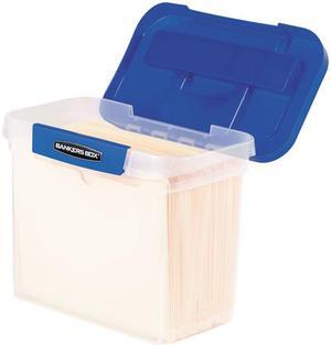 Bankers Box 0086301 Heavy-Duty Portable File Box, Letter Files, 14.25" x 8.63" x 11.06", Clear / Blue