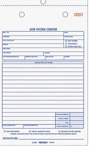 Rediform 4L456 Job Work Order Book, 5 1/2 x 8 1/2, Two Part Carbonless, 50 / book