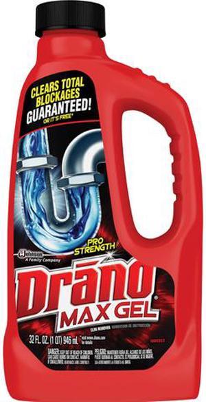 Drano 694768CT Max Gel Clog Remover Ready-To-Use Gel - 0.25 gal (32 fl oz.) - Bottle - 12 / Carton - Natural