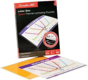 3200716CF GBC EZUse Thermal Laminating Pouches, 5 mil, 9" x 11.5", Gloss Clear, 100/Box