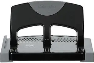 Swingline A7074136 45-Sheet SmartTouch Three-Hole Punch, 9/32" Holes, Black/Gray