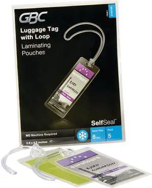 Swingline 3745165CF SelfSeal 2 7/8" x 4 5/8" Luggage Tag Cold Laminating Pouch - 5/Pack