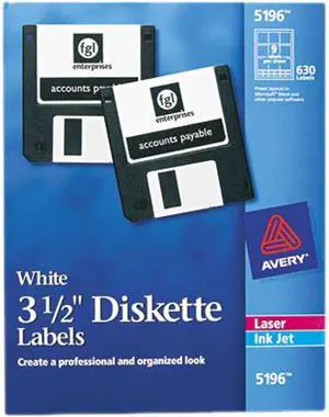 Avery 5196 Diskette Label 630 / Box - Circle - 9/Sheet - Laser, Inkjet - White
