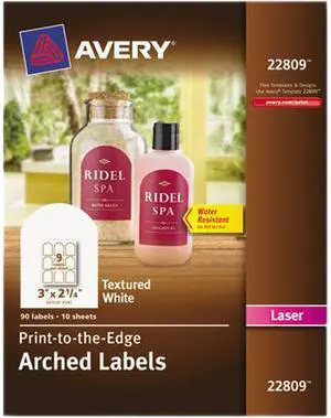 Avery 22809 Promotional Label 3" Width x 2.25" Length - 1 / Pack - Arch - 9/Sheet - Laser - White