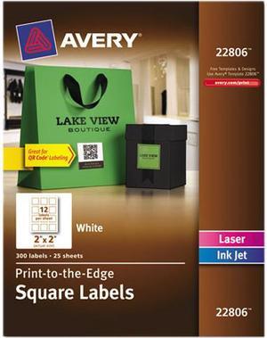 Avery Easy Peel Labels, TrueBlock Technology, Print to the Edge, Square, 2" x 2", 300 Labels (22806)