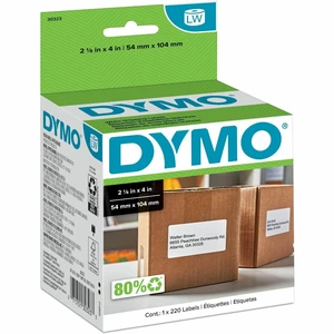 Dymo LW Shipping Labels - 2 1/8" Width x 4" Length - Roll - Direct Thermal - White - 220/Roll - 10/Carton - 30323CT Dymo LW Shipping Labels - 2 1/8" Width x 4" Length - Roll - Direct Thermal - White - 220/Roll - 10/Carton - 30323CT