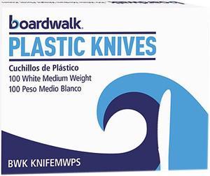 Boardwalk KNIFEMWPSCT Plastic Tableware, Mediumweight, Knife, White, 10 Boxes of 100/Carton