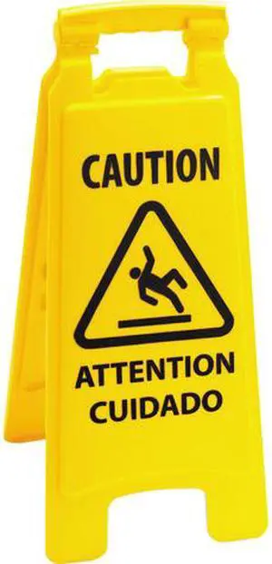 Boardwalk 3485217 Caution Safety Sign For Wet Floors, 2-Sided, Plastic, 26.00" x 10.00" x 2.00", Yellow