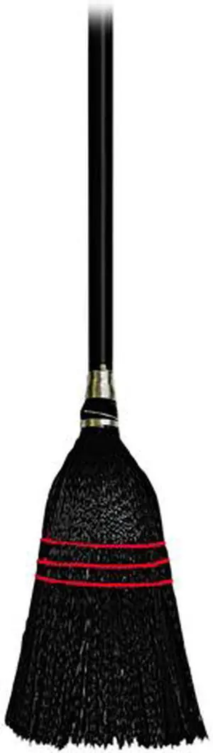 Boardwalk BWK951BP Flag Tipped Poly Bristle Lobby Broom, 37"-38" Length, Natural/Black, 12/Carton