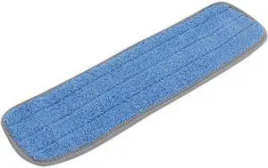 Boardwalk BWKMFM185BCFDZ Microfiber Mop Head, Blue, 18" x 5", Split Microfiber, Hook & Loop Back, Dozen
