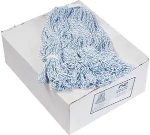 Boardwalk BWK542CT Mop Head, Floor Finish, Narrow, Rayon/Polyester, Medium, White/Blue, 12/Carton