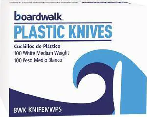 Boardwalk BWK KNIFEMWPS Mediumweight Polystyrene Cutlery, Knife, 100 Knives