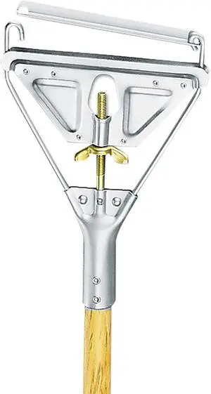 Boardwalk BWK601 Quick Change Metal Head 54" Wooden Mop Handle, Natural