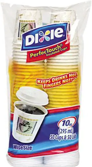 Dixie 5310COMBO600 10 oz, 50 Cups/White Lids per Pack Combo Bag Paper Hot Cups