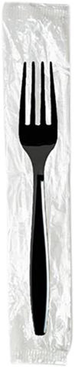 Dixie FH53C Plastic Individually Wrapped Forks, Black, 1000 / Carton