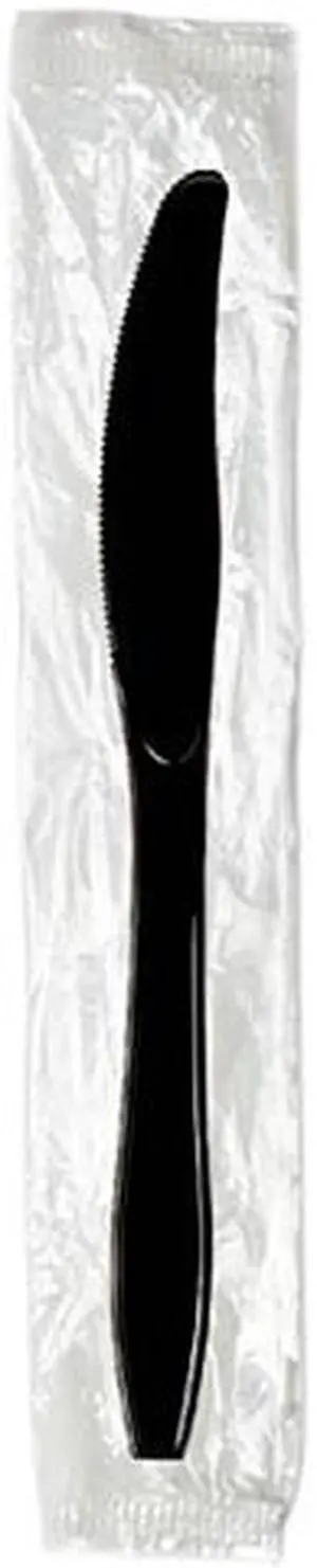 Dixie KH53C Plastic Individually Wrapped Knives, Black, 1000 / Carton