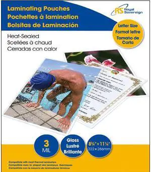 RF05LETR0100 Royal Sovereign Letter Size, 8.75" x 11.25" - 5 mil, 100 Sheets, Thermal Laminating Pouches