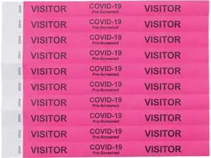 Advantus 76095 Pre-Printed COVID Tyvek Wristbands, Visitor, 500/PK
