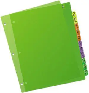 Avery 11331 Durable Pre-Printed Plastic Dividers, Jan.-Dec., 12-Tab Set
