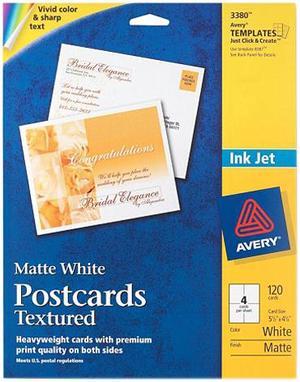 Avery 03380 Post Cards,Textured,Card Size 4-1/4x5-1/2,Matte,120/BX,WE