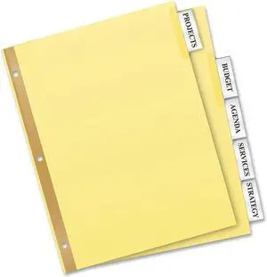 Avery 11113 Avery Worksaver Insertable Dividers Value Pack Print-on - 5 Tab(s)/Set, 24Sets / Box - Clear, Buff Tab