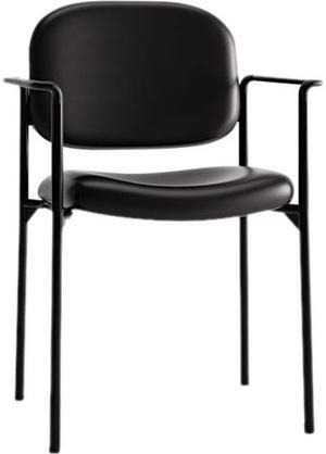 HON HVL616.SB11 Guest Chairs With Arms Black Frame - Black Leather