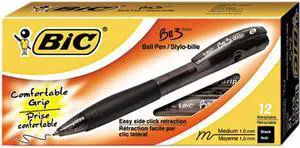BIC BU3 Ball Pen
Medium Pen Point Type - 1 mm Pen Point Size - Black Ink - Black Barrel - 12 / Dozen