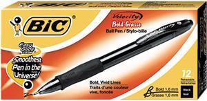 BIC VLGB11-BK Velocity Ballpoint Retractable Pen, Black Ink, Bold, Dozen