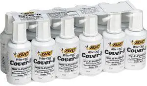 BIC WOC12 Cover-It Correction Fluid, 20 ml Bottle, White, Dozen