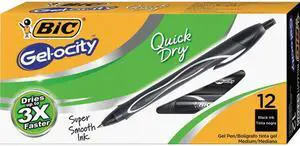 BIC RGLCG11BK Gel-ocity 0.7mm Retractable Pen - Black Gel-based Ink - 12 / Dozen