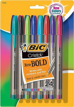 BIC MSBAPP241AST Cristal Xtra Bold Stick Ballpoint Pen, Bold 1.6mm, Assorted Ink/Barrel, 24/Pack