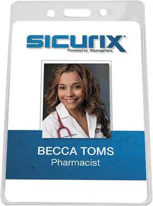 SICURIX BAU67820 Badge Holder, Vertical, 2 3/4 x 4 1/8, Clear, 12/Pack