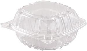 Dart 57PST1 ClearSeal Hinged-Lid Plastic Containers, 6 x 5 4/5 x 3, Clear, 500/Carton, 1 Carton