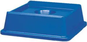 Rubbermaid Commercial RCP 2791 BLU Untouchable Bottle & Can Recycling Top, Square, 6.25" x 20.13" x 20.13", Blue