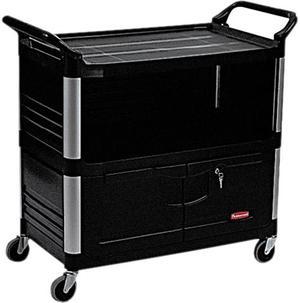 Rubbermaid Commercial RCP 4095 BLA Service Cart With Lockable Doors, Enclosed on 3 Sides, Black