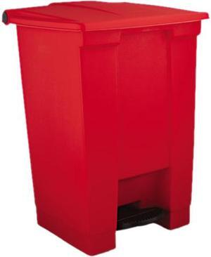 Rubbermaid Commercial RCP 6144 RED Step-On Waste Container, Square, Plastic, 12 gal., Red