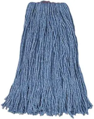 Rubbermaid Commercial RCP F518-12 BLU 24 oz. Dura Pro Blend Wet Mop, 1" Headband, Blue