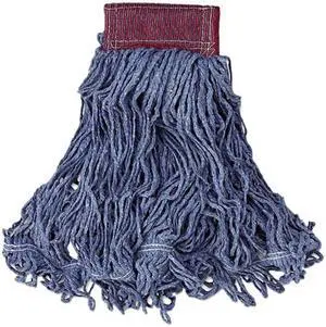 Rubbermaid Commercial RCP D253 BLU 24 oz. Super Stitch Blend Wet Mop, 5" Headband, Blue