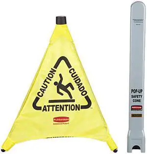 Rubbermaid Commercial RCP 9S00 YEL Multi-Lingual Caution Safety Cone, "Caution" Preprinted, Yellow