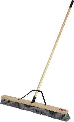 Rubbermaid Commercial 2040044CT Poly Bristle Medium Push Broom - 3" Polypropylene Bristle - 1.13" Handle Diameter