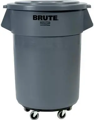 Rubbermaid Commercial 265400GYCT Brute 55-gallon Container Lid - Flat - Plastic - 3 / Carton - Gray